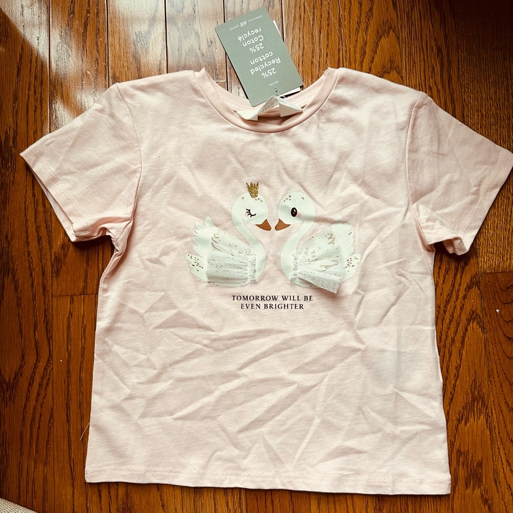 H&M Pink Short Sleeve Tee with Cartoon Graphic